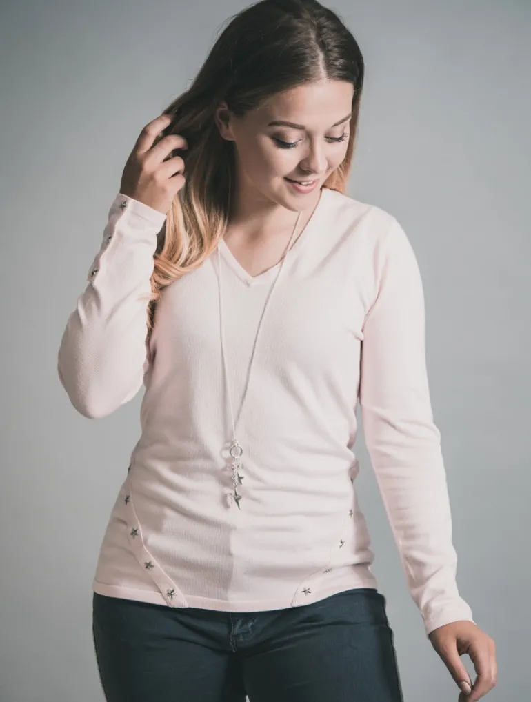 MARBLE STAR STUD JERSEY TOP - TWO COLOURS