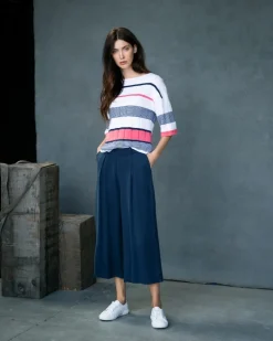 MARBLE STRIPED SWEATER SKY OR CORAL