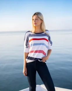 Marble Striped Top Powder Blue