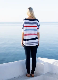 Marble Striped Top Powder Blue