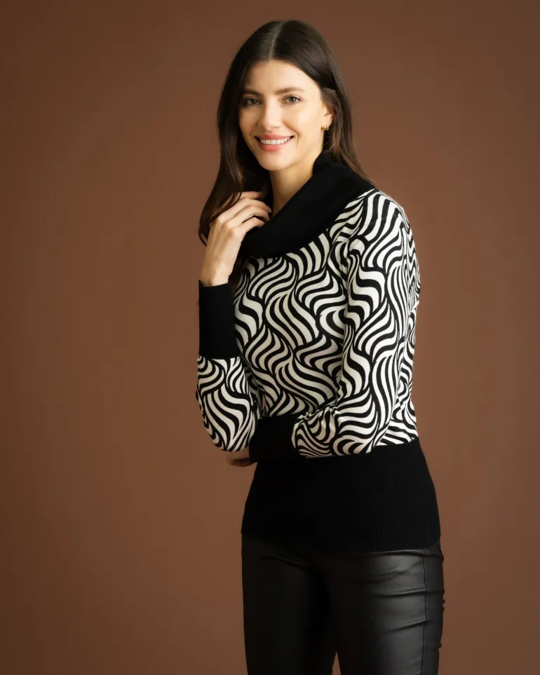 Marble Swirl Print Jumper Ivory