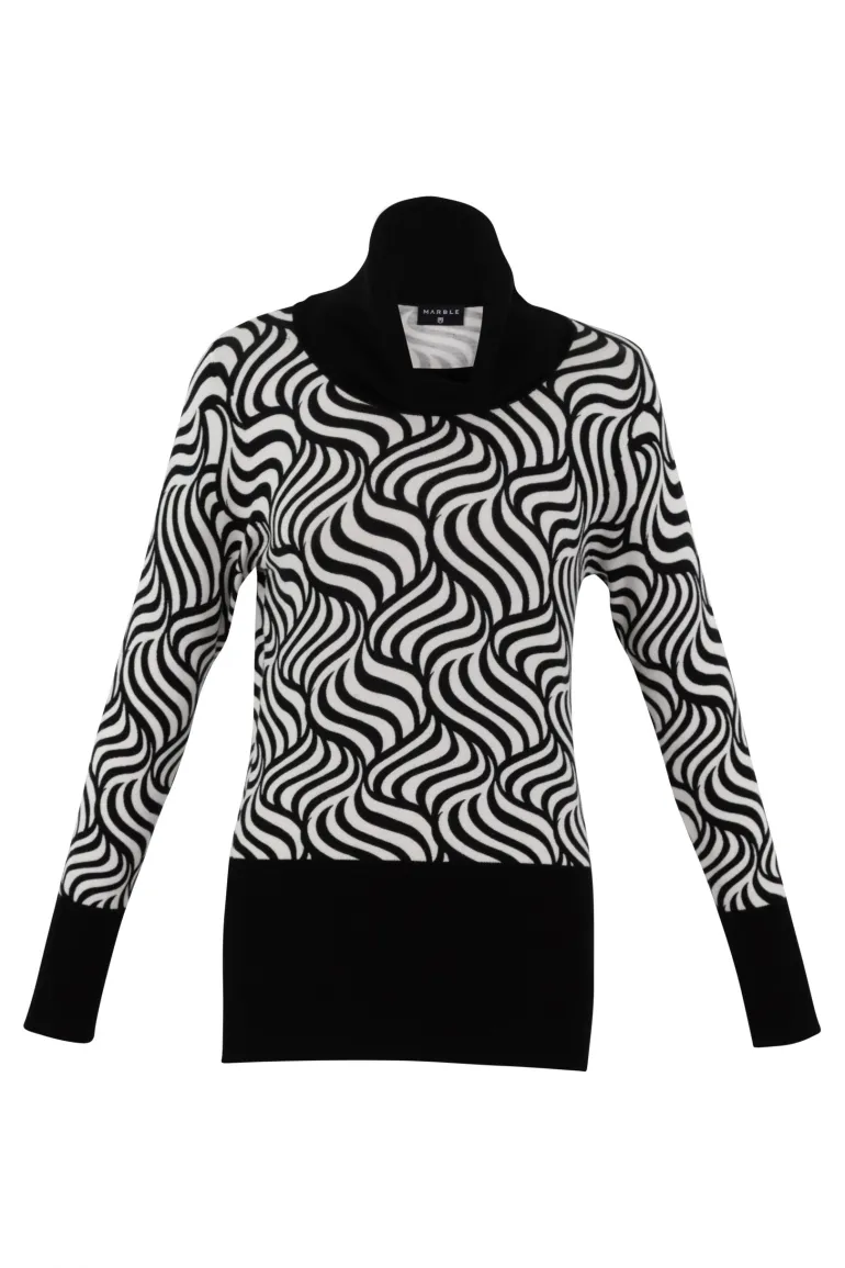 Marble Swirl Print Jumper Ivory