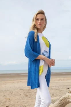 Marble Textured Cardigan 7814_153 Blue