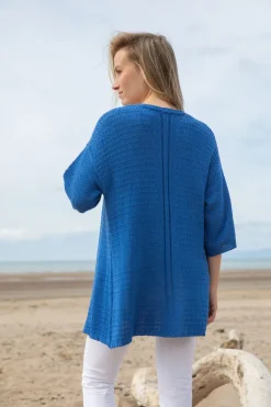 Marble Textured Cardigan 7814_153 Blue