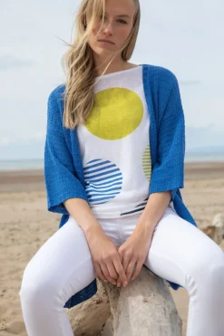 Marble Textured Cardigan 7814_153 Blue
