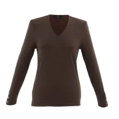 Marble V-Neck Jersey Top Chocolate 6402-220