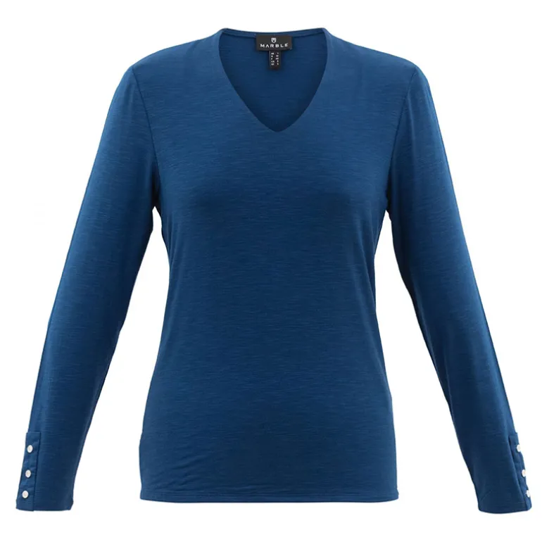 Marble V-neck Top Petrol