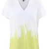 MARBLE V-NECK T-SHIRT PAINTED PRINT LIME