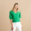 Marble Wave Linen Cardigan Green