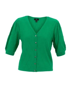 Marble Wave Linen Cardigan Green