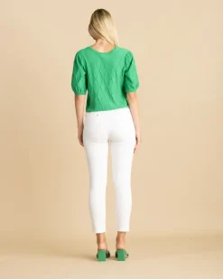 Marble Wave Linen Cardigan Green