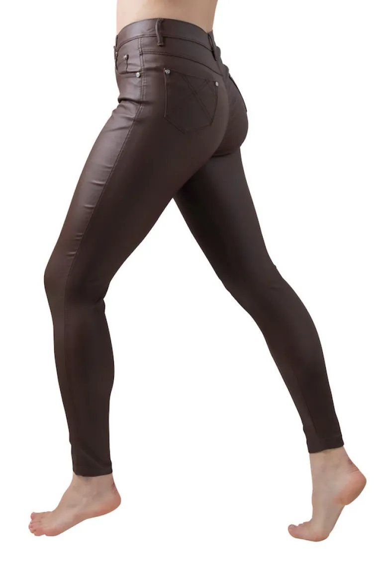 Marble Wax Coated Jeans Chocolate 2405-220