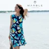 MARBLE 2-WAY GEOMETRIC PRINT DRESS 5769 LIME