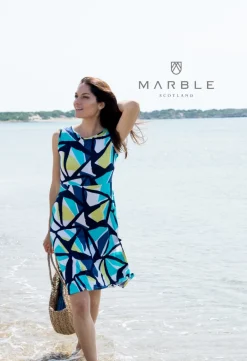 MARBLE 2-WAY GEOMETRIC PRINT DRESS 5769 LIME