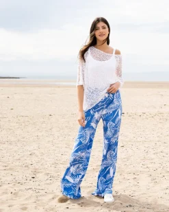 Marble Wide Open Knit Top White