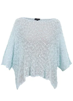 Marble Wide Open Knit Top Aqua