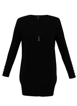 Marble Zip Through Cardigan Black