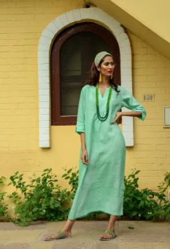 MAXI PLAIN TUNIC DRESS MINT