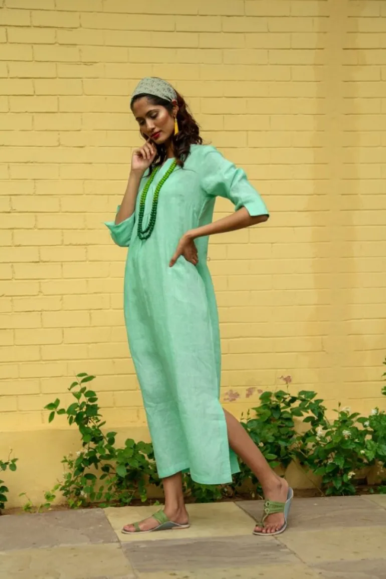 MAXI PLAIN TUNIC DRESS MINT