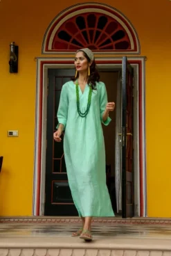 MAXI PLAIN TUNIC DRESS MINT