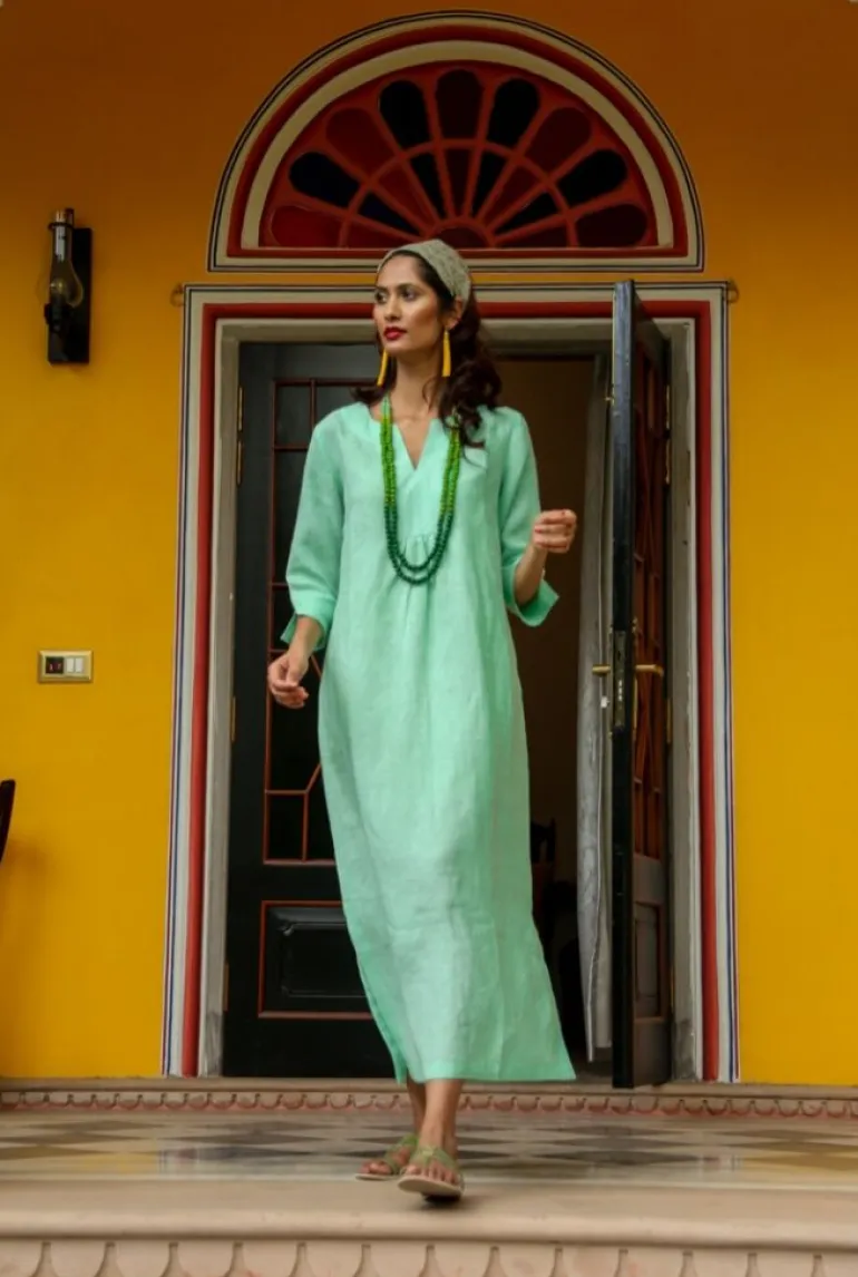MAXI PLAIN TUNIC DRESS MINT