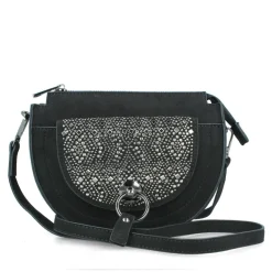 MENBUR BLACK CURVED SPARKLY BAG