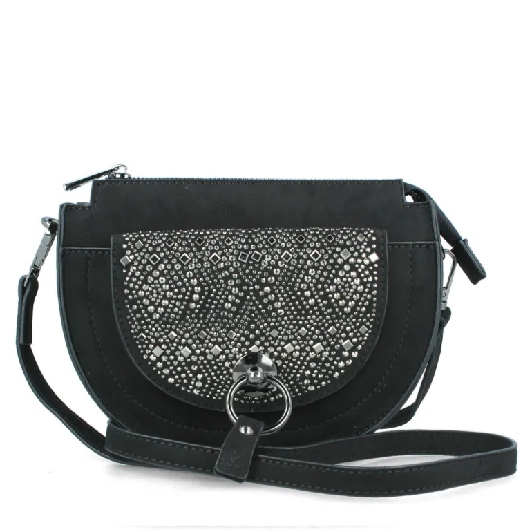MENBUR BLACK CURVED SPARKLY BAG