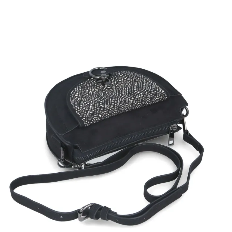 MENBUR BLACK CURVED SPARKLY BAG