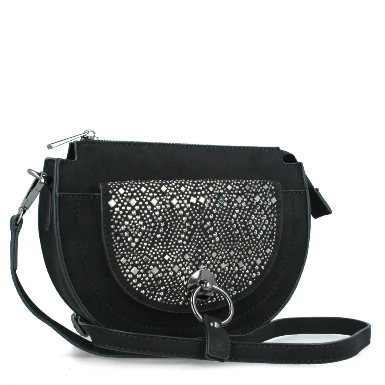 MENBUR BLACK CURVED SPARKLY BAG