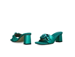 Menbur Square Toe Chain Heeled Sandal Green