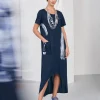 Naya Brush Stroke Dress Navy