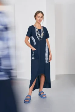 Naya Brush Stroke Dress Navy