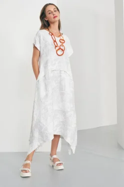 Naya Dipped Hem Print Dress Steel