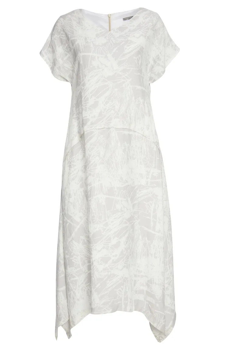 Naya Dipped Hem Print Dress Steel