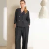 Naya Double Breasted Linen Jacket Carbon NAS25237