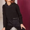 Naya Embossed Hooded Top Black
