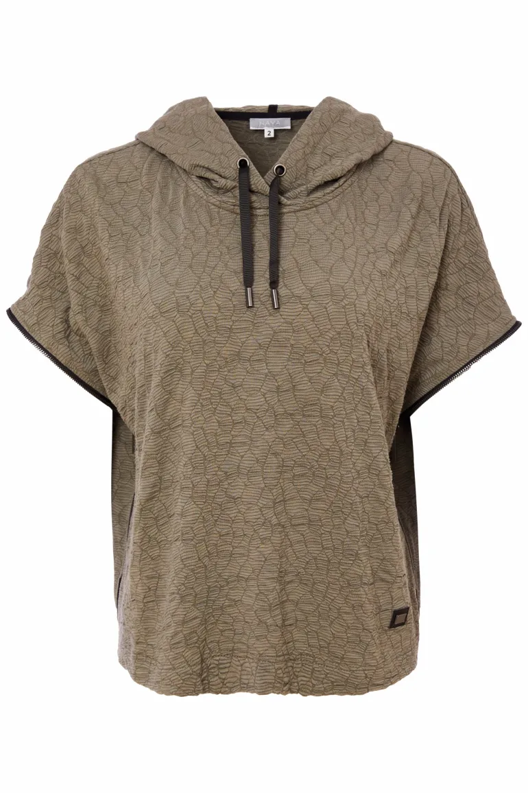 Naya Embossed Hooded Top with Zip Details NAS25220 Army