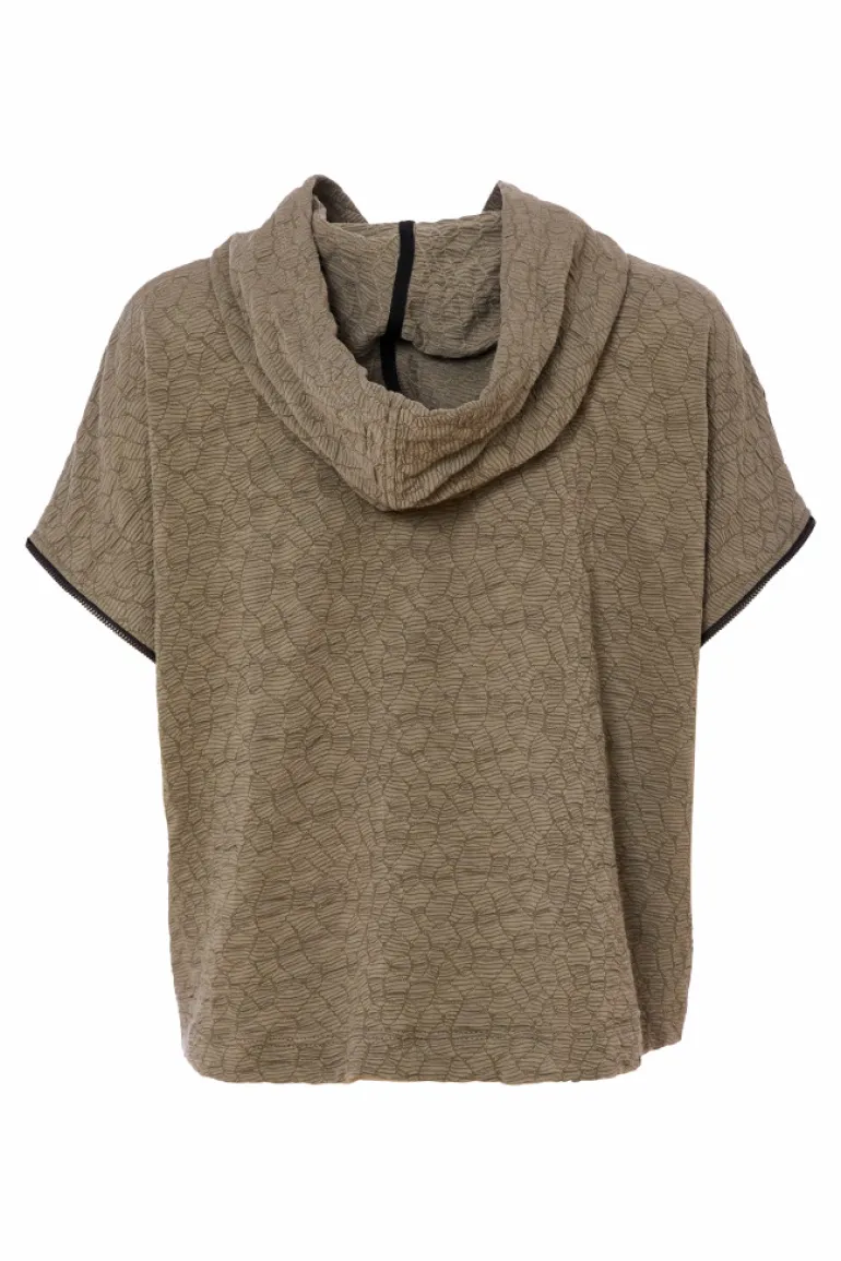 Naya Embossed Hooded Top with Zip Details NAS25220 Army