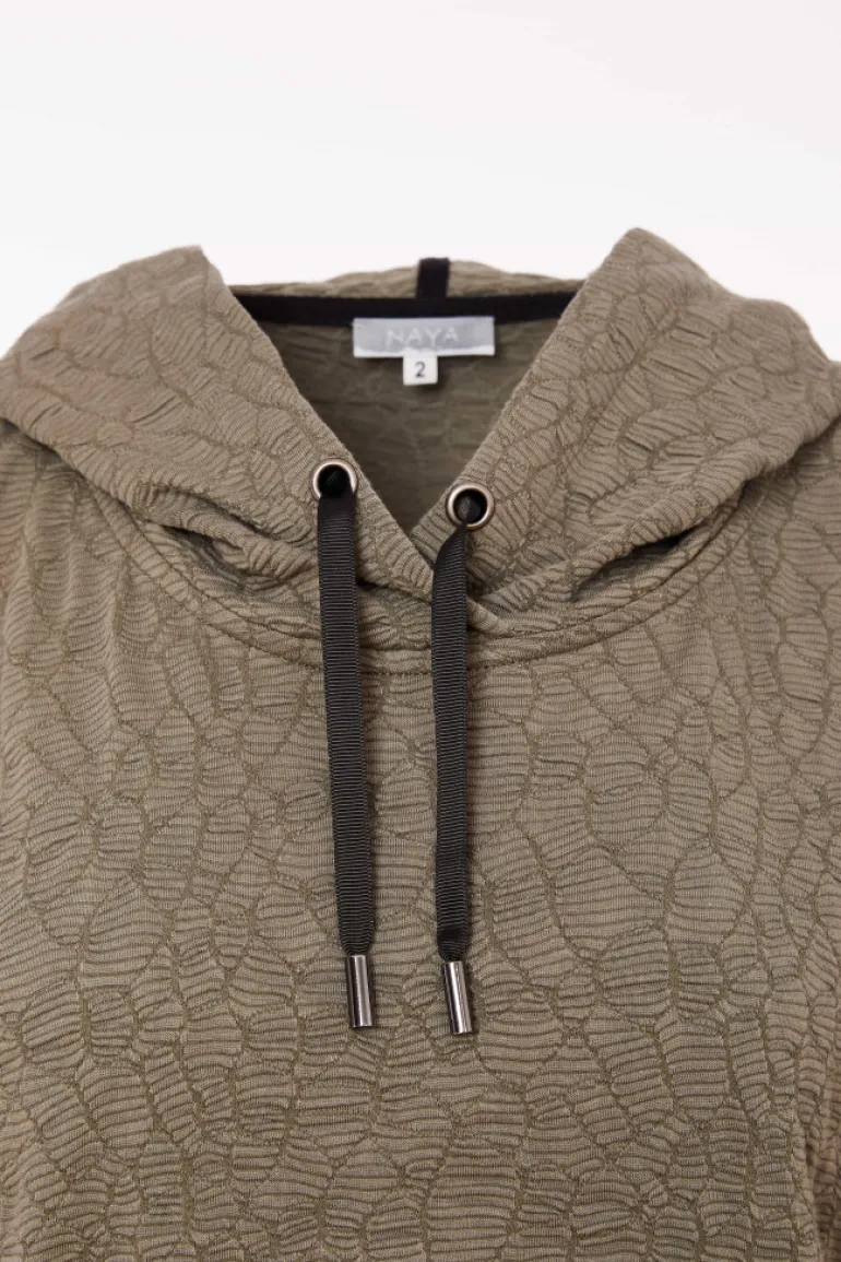 Naya Embossed Hooded Top with Zip Details NAS25220 Army