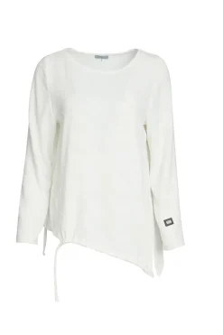 Naya Embossed Long Sleeve Top White