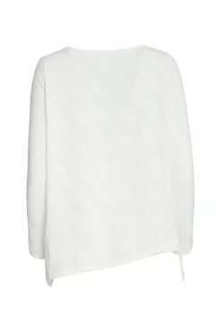 Naya Embossed Long Sleeve Top White