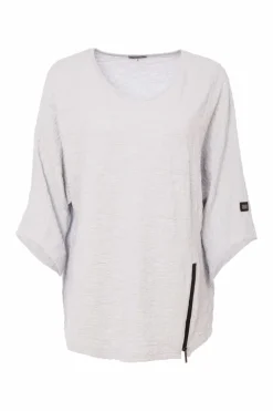 Naya Embossed Top with Zip Detail NAS25221 Silver