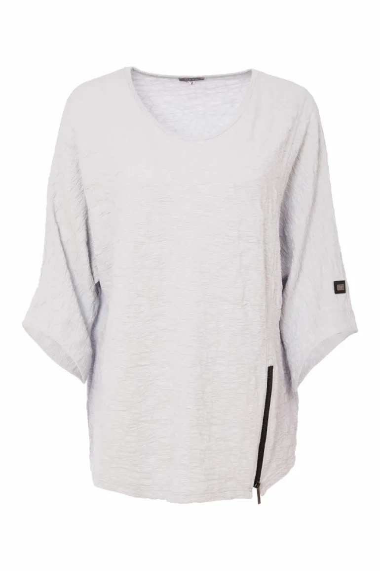Naya Embossed Top with Zip Detail NAS25221 Silver