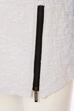 Naya Embossed Top with Zip Detail NAS25221 Silver