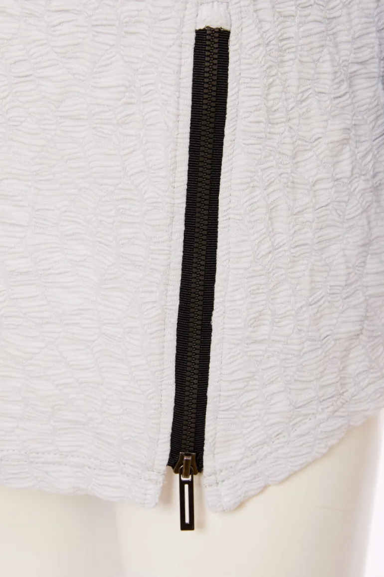 Naya Embossed Top with Zip Detail NAS25221 Silver