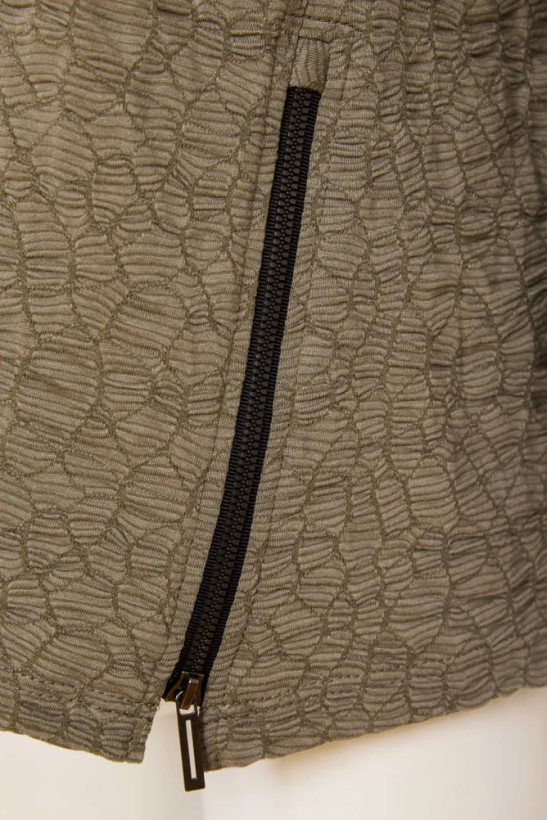 Naya Embossed Top with Zip Detail NAS25221 Army