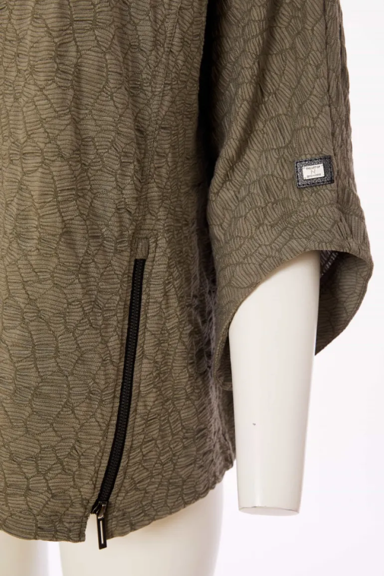 Naya Embossed Top with Zip Detail NAS25221 Army