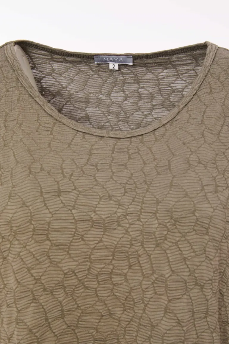 Naya Embossed Top with Zip Detail NAS25221 Army