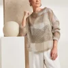 Naya Faded Block Mesh Top Funnel Neck NAS25186 Cream