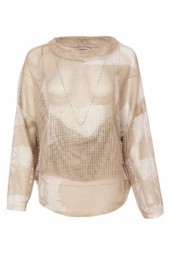 Naya Faded Block Mesh Top Funnel Neck NAS25186 Cream